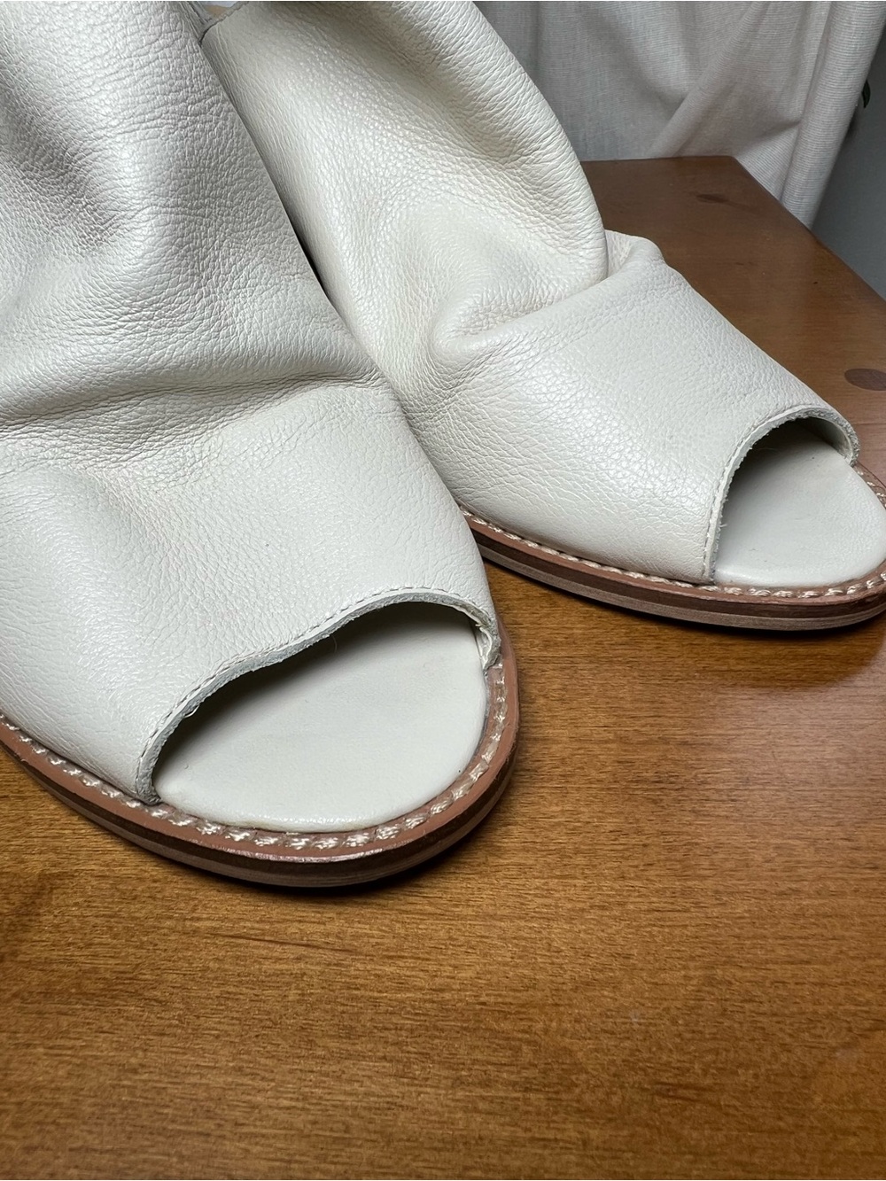 Chinese Laundry Ivory Leather Peep-Toe Booties - Picture 2 of 7